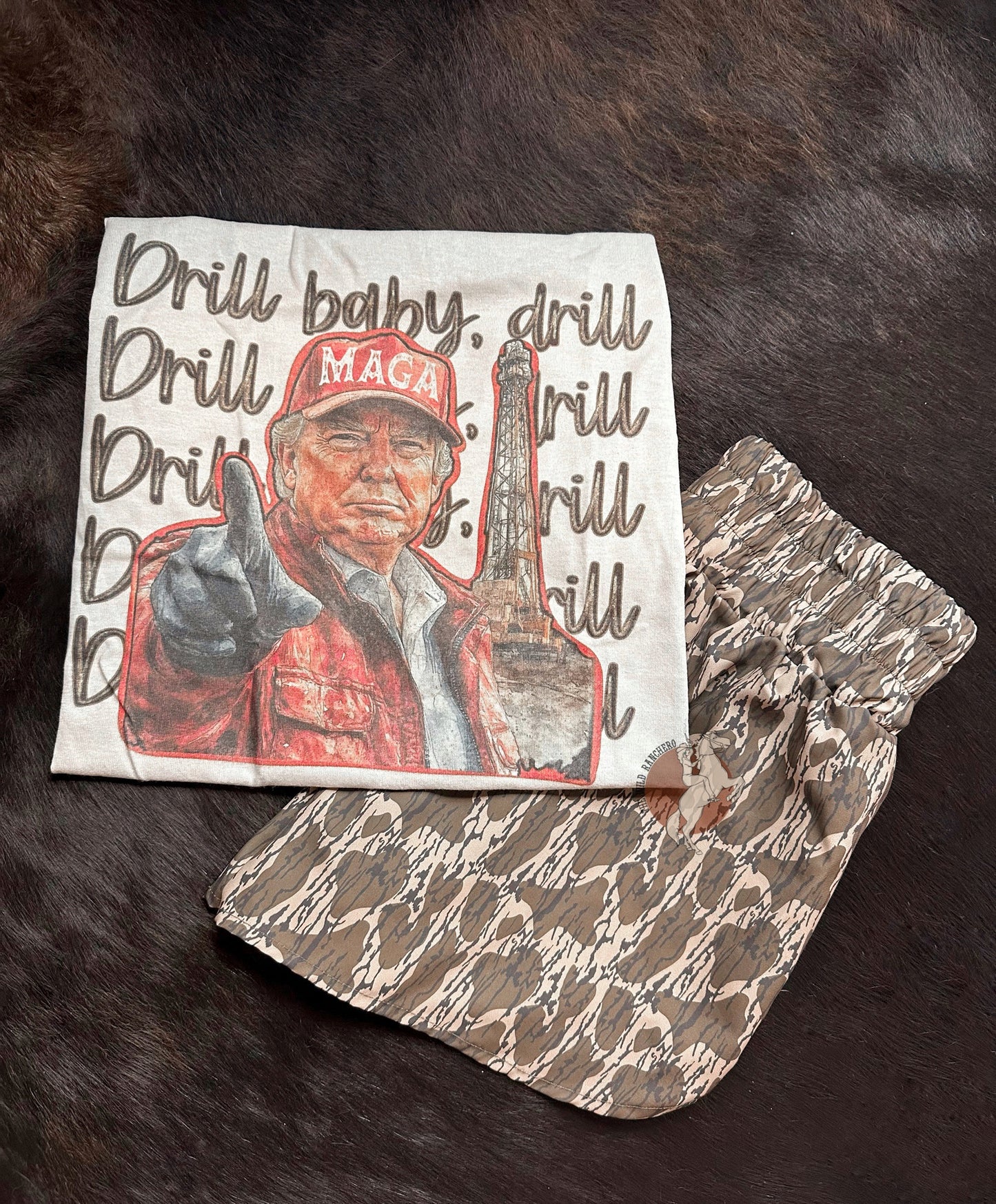 Drill Baby, Drill Trump Tee - Sand